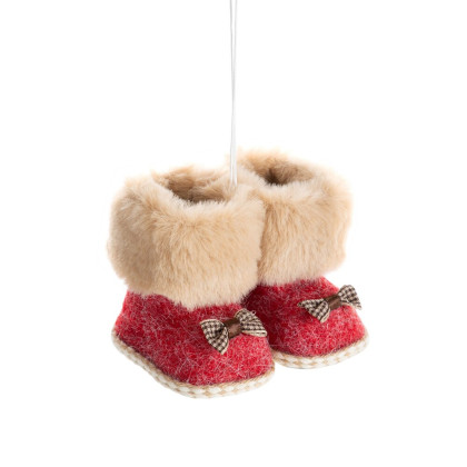 Dekorácia 9 cm papučky červené závesné Dekorácia 9 cm papučky červené závesné